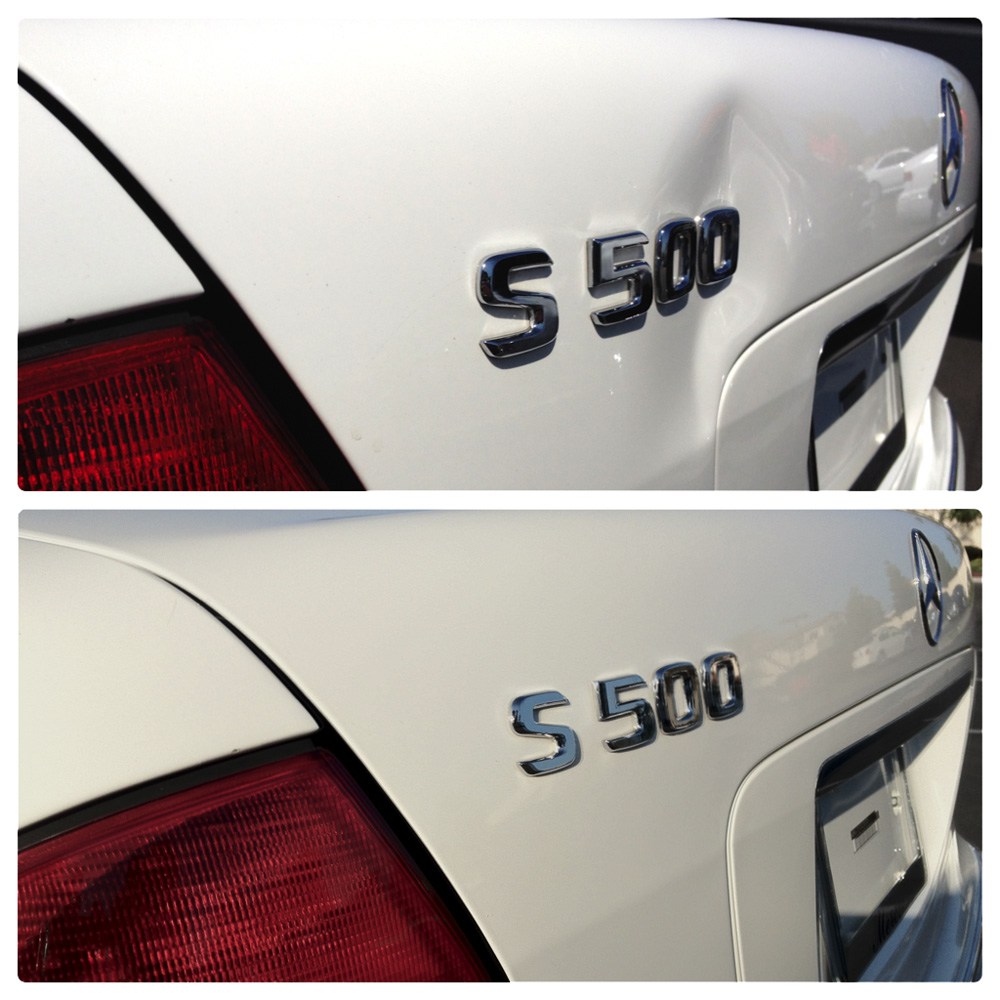 Before & After Of Paintless Dent Repair. Get the best Paintless Dent Repair from Dent Masters Body Shop In OKC!